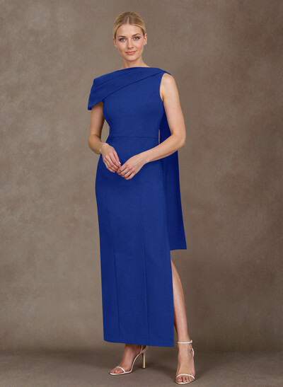 Elegant One-Shoulder Ankle-Length Elastic Satin Mother Of The Bride Dresses With Sweeping Side Drape