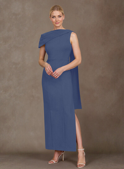 Elegant One-Shoulder Ankle-Length Elastic Satin Mother Of The Bride Dresses With Sweeping Side Drape