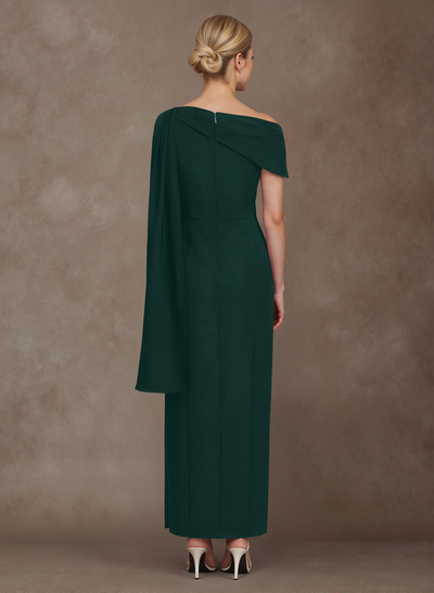 Elegant One-Shoulder Ankle-Length Elastic Satin Mother Of The Bride Dresses With Sweeping Side Drape