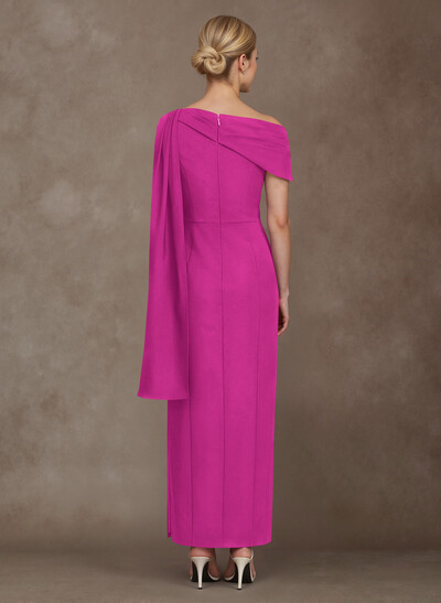 Elegant One-Shoulder Ankle-Length Elastic Satin Mother Of The Bride Dresses With Sweeping Side Drape