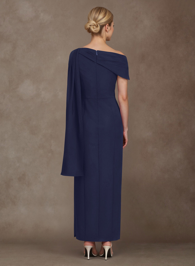 Elegant One-Shoulder Ankle-Length Elastic Satin Mother Of The Bride Dresses With Sweeping Side Drape