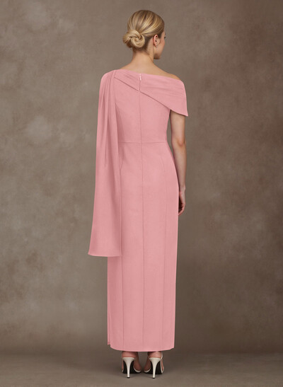 Elegant One-Shoulder Ankle-Length Elastic Satin Mother Of The Bride Dresses With Sweeping Side Drape