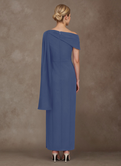 Elegant One-Shoulder Ankle-Length Elastic Satin Mother Of The Bride Dresses With Sweeping Side Drape