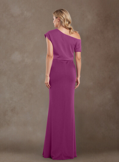 Sheath/Column One-Shoulder Floor-Length Elastic Satin Mother Of The Bride Dresses
