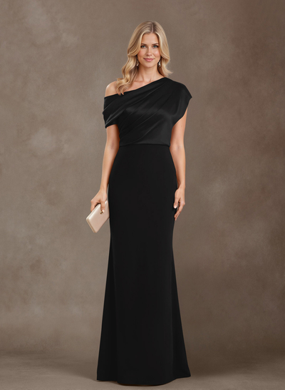 Sheath/Column One-Shoulder Floor-Length Elastic Satin Mother Of The Bride Dresses