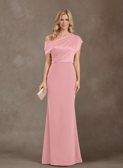 Sheath/Column One-Shoulder Floor-Length Elastic Satin Mother Of The Bride Dresses