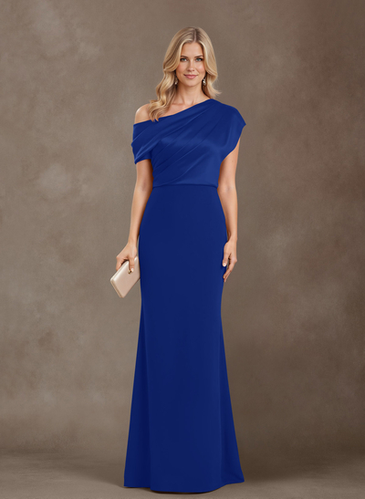 Sheath/Column One-Shoulder Floor-Length Elastic Satin Mother Of The Bride Dresses