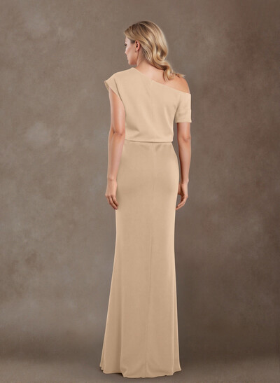 Sheath/Column One-Shoulder Floor-Length Elastic Satin Mother Of The Bride Dresses