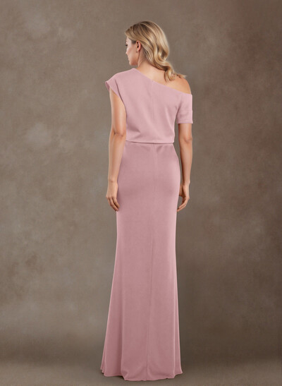 Sheath/Column One-Shoulder Floor-Length Elastic Satin Mother Of The Bride Dresses