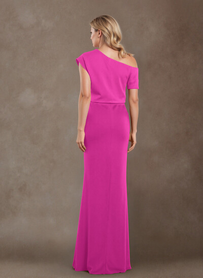 Sheath/Column One-Shoulder Floor-Length Elastic Satin Mother Of The Bride Dresses