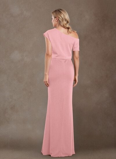 Sheath/Column One-Shoulder Floor-Length Elastic Satin Mother Of The Bride Dresses