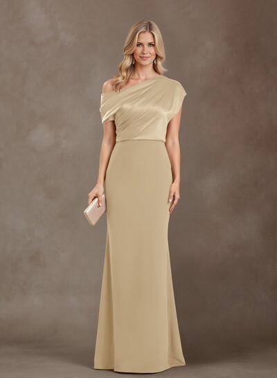 Sheath/Column One-Shoulder Floor-Length Satin Mother Of The Bride Dresses