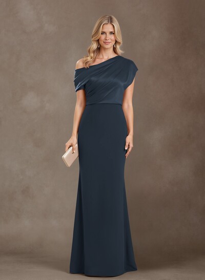 Sheath/Column One-Shoulder Floor-Length Satin Mother Of The Bride Dresses