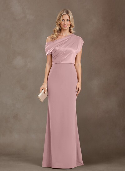 Sheath/Column One-Shoulder Floor-Length Satin Mother Of The Bride Dresses