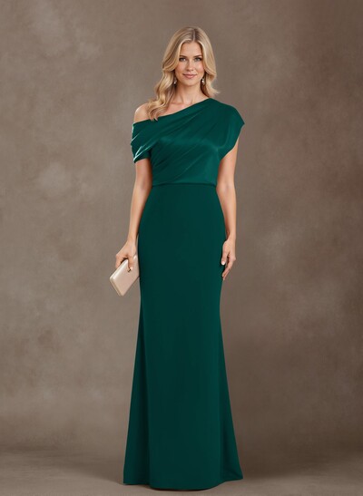Sheath/Column One-Shoulder Floor-Length Satin Mother Of The Bride Dresses