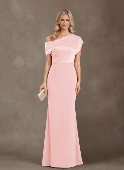 Sheath/Column One-Shoulder Floor-Length Satin Mother Of The Bride Dresses