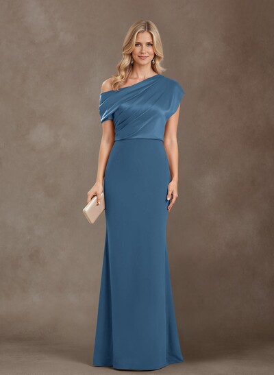 Sheath/Column One-Shoulder Floor-Length Satin Mother Of The Bride Dresses