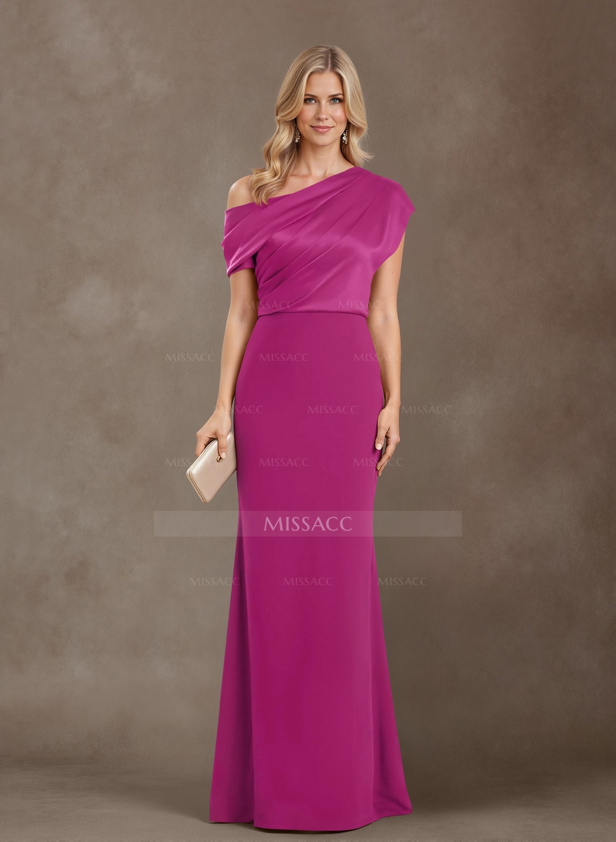 Sheath/Column One-Shoulder Floor-Length Satin Mother Of The Bride Dresses
