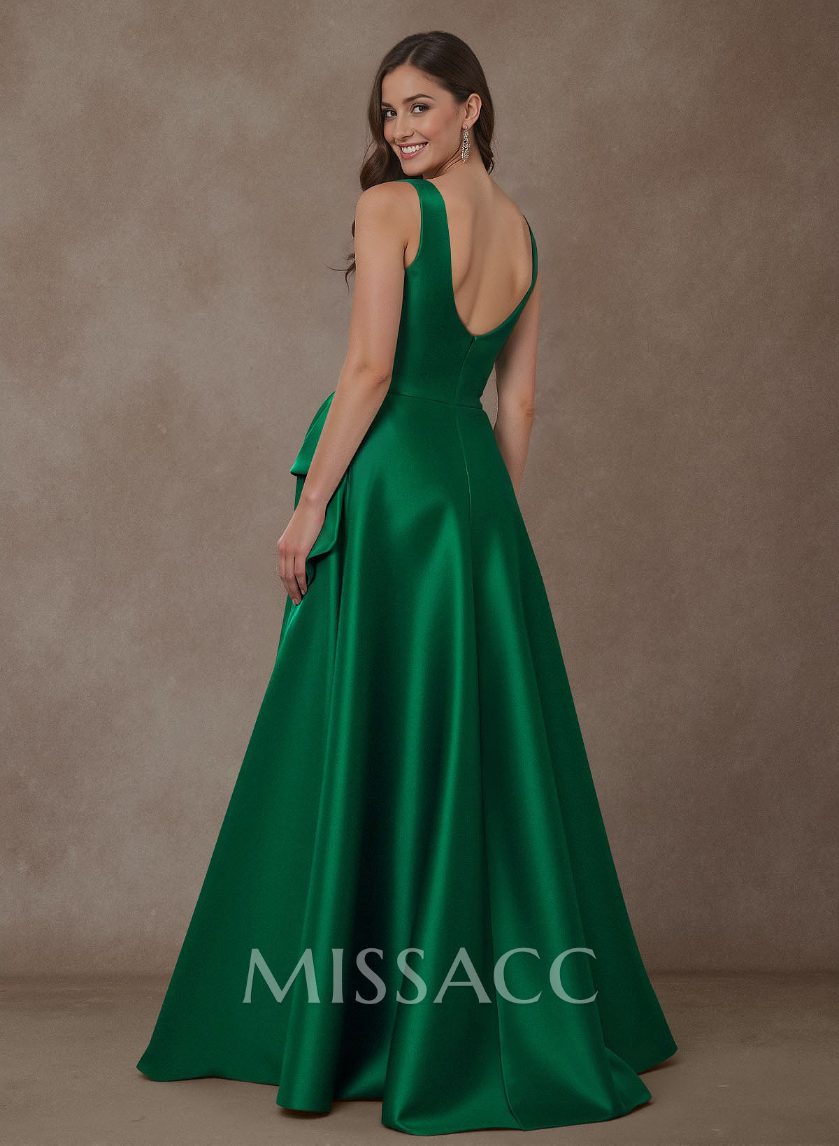 A-Line Square Neckline Sleeveless Floor-Length Satin Mother Of The Bride Dresses With Bow(s)/High Split A-Line Square Neckline Sleeveless Floor-Length Satin Mother Of The Bride Dresses With Bow(s)/High Split
