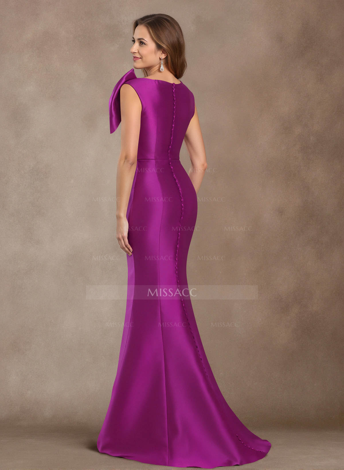 Trumpet/Mermaid V-Neck Sleeveless Floor-Length Satin Mother Of The Bride Dresses With Bow(s)