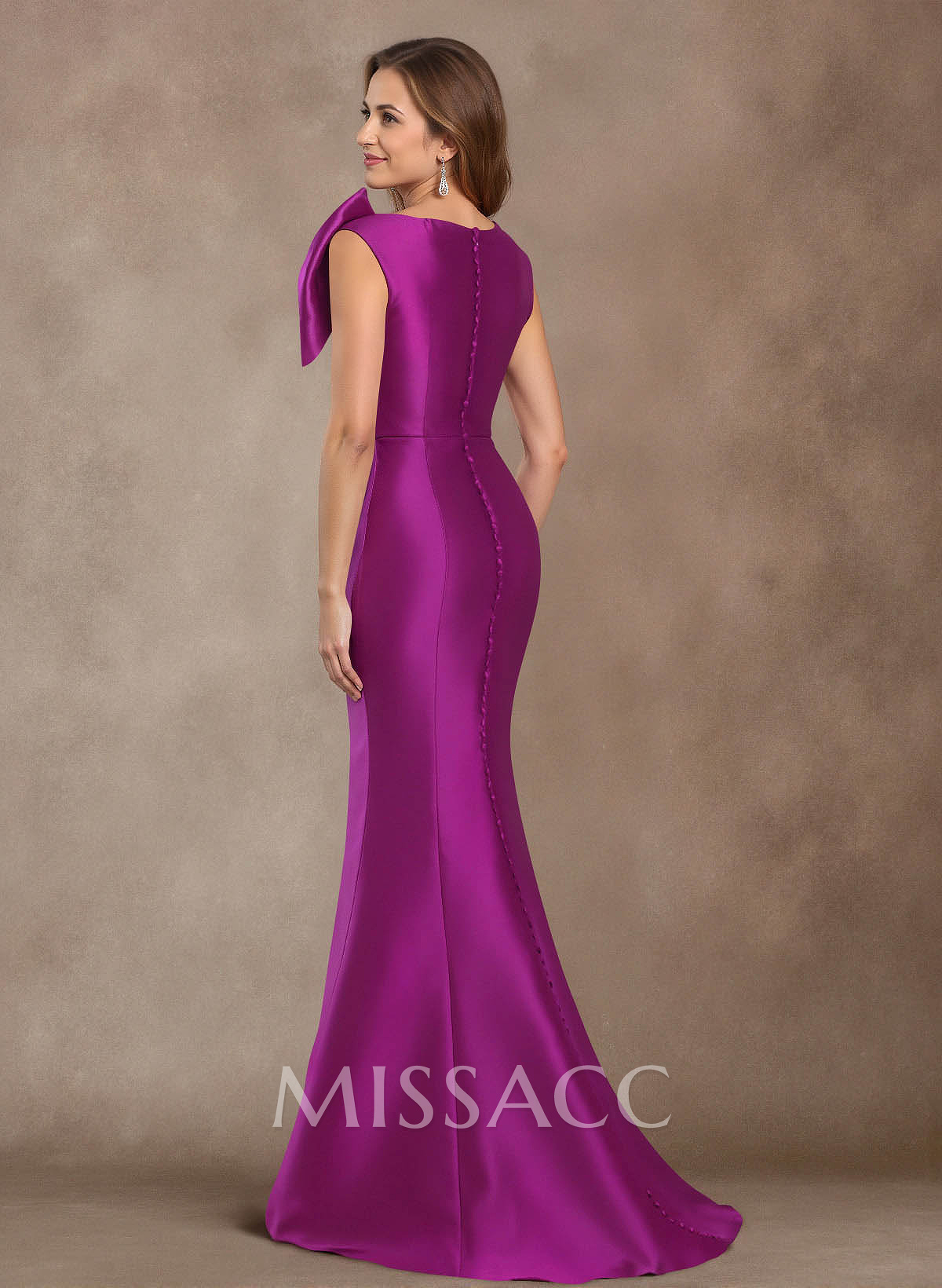 Trumpet/Mermaid V-Neck Sleeveless Floor-Length Satin Mother Of The Bride Dresses With Bow(s)
