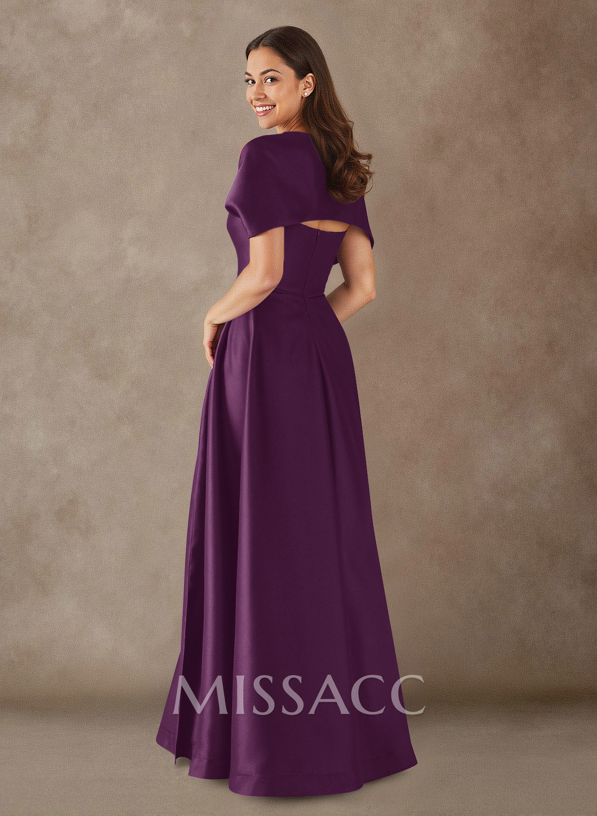 A-Line Cape Sleeves Floor-Length Satin Mother Of The Bride Dresses A-Line Cape Sleeves Floor-Length Satin Mother Of The Bride Dresses