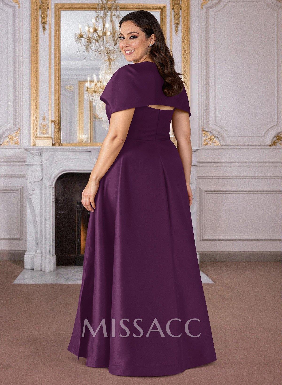 A-Line Cape Sleeves Floor-Length Satin Mother Of The Bride Dresses A-Line Cape Sleeves Floor-Length Satin Mother Of The Bride Dresses