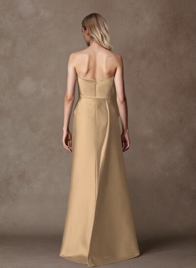Trumpet/Mermaid Asymmetrical Floor-Length Matte Satin Mother Of The Bride Dresses With High Split