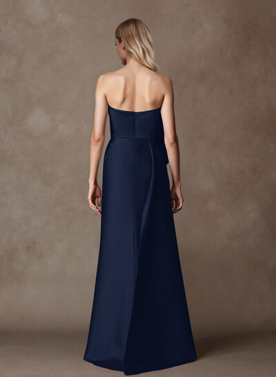 Trumpet/Mermaid Asymmetrical Floor-Length Matte Satin Mother Of The Bride Dresses With High Split