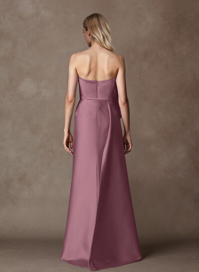 Trumpet/Mermaid Asymmetrical Floor-Length Matte Satin Mother Of The Bride Dresses With High Split