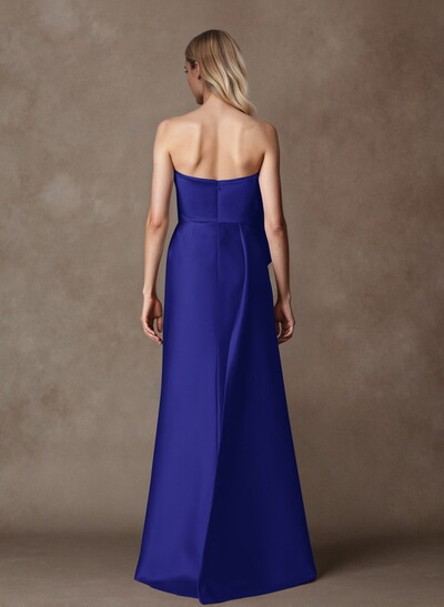Trumpet/Mermaid Asymmetrical Floor-Length Matte Satin Mother Of The Bride Dresses With High Split