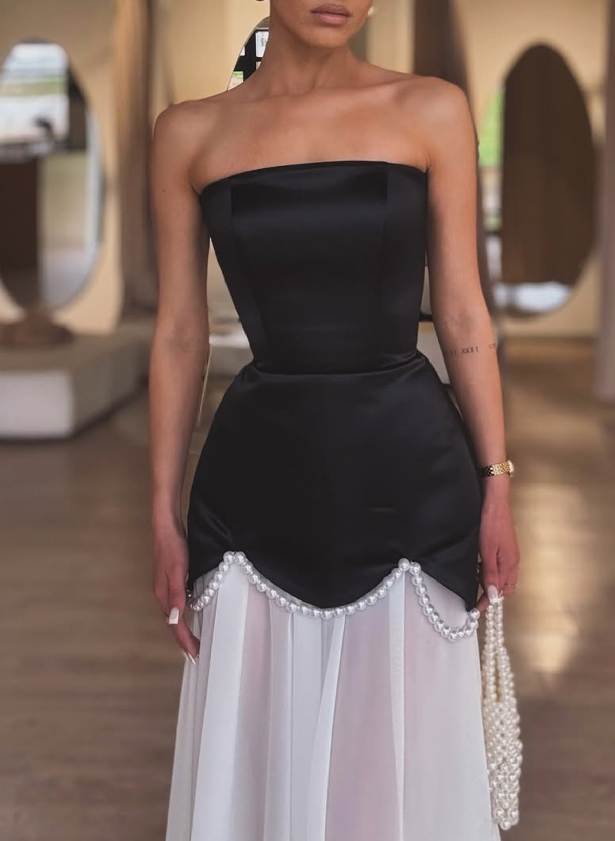 Elegant A-Line Sweep Train Chiffon/Matte Satin Prom Dresses With Beading
