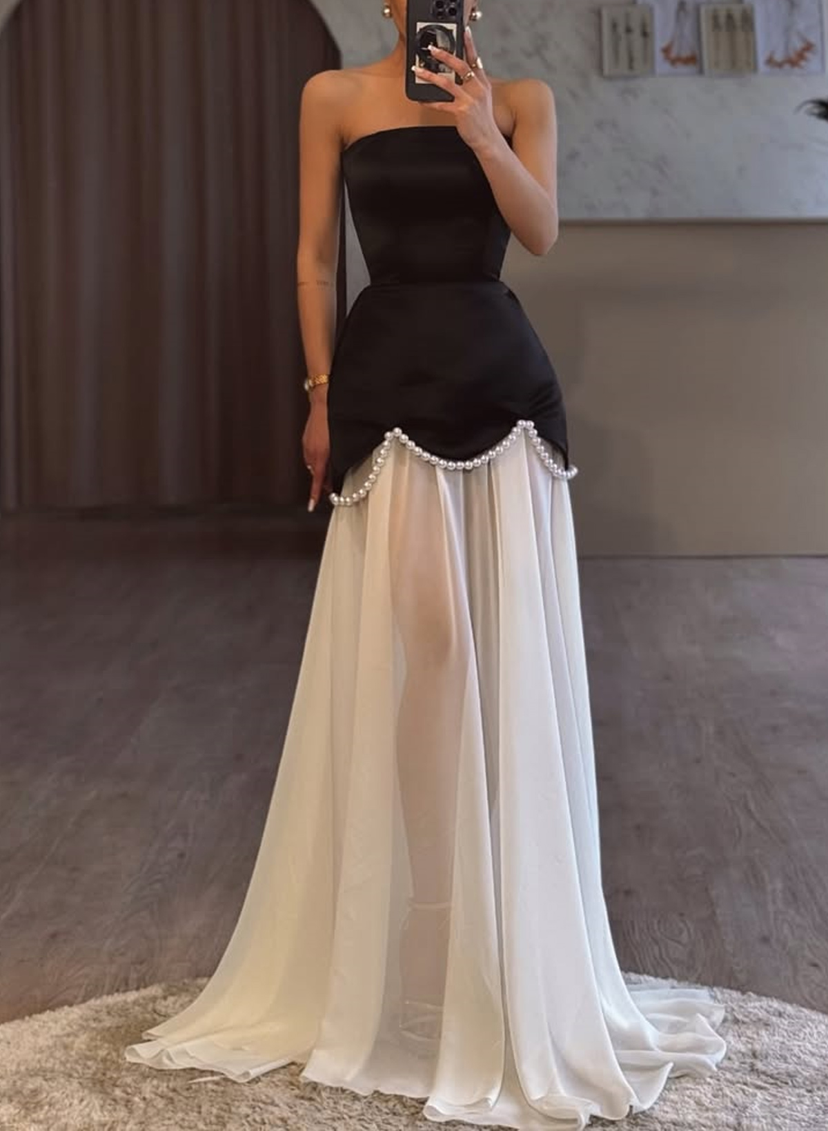 Elegant A-Line Sweep Train Chiffon/Matte Satin Prom Dresses With Beading