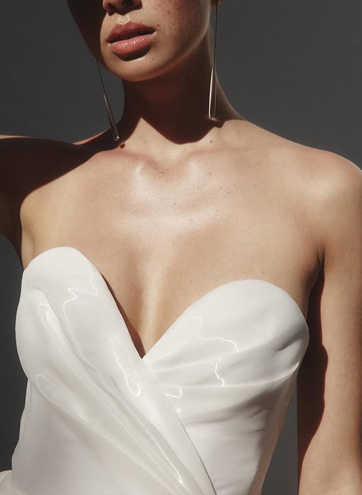 A-Line Sweetheart Chapel Train Liquid Satin Wedding Dresses With High Split