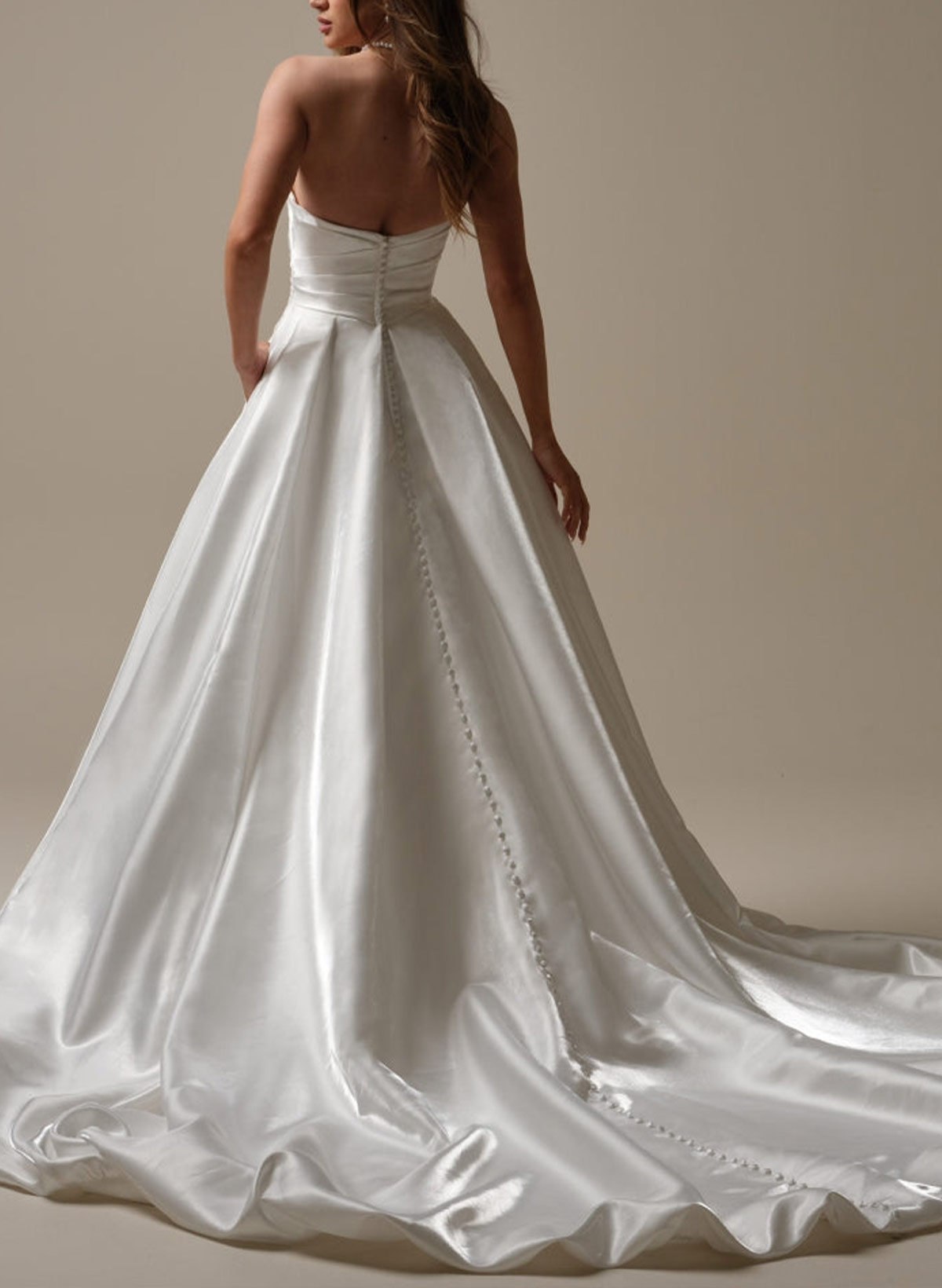 Elegant A-Line Sleeveless Chapel Train Liquid Satin Wedding Dresses With High Split