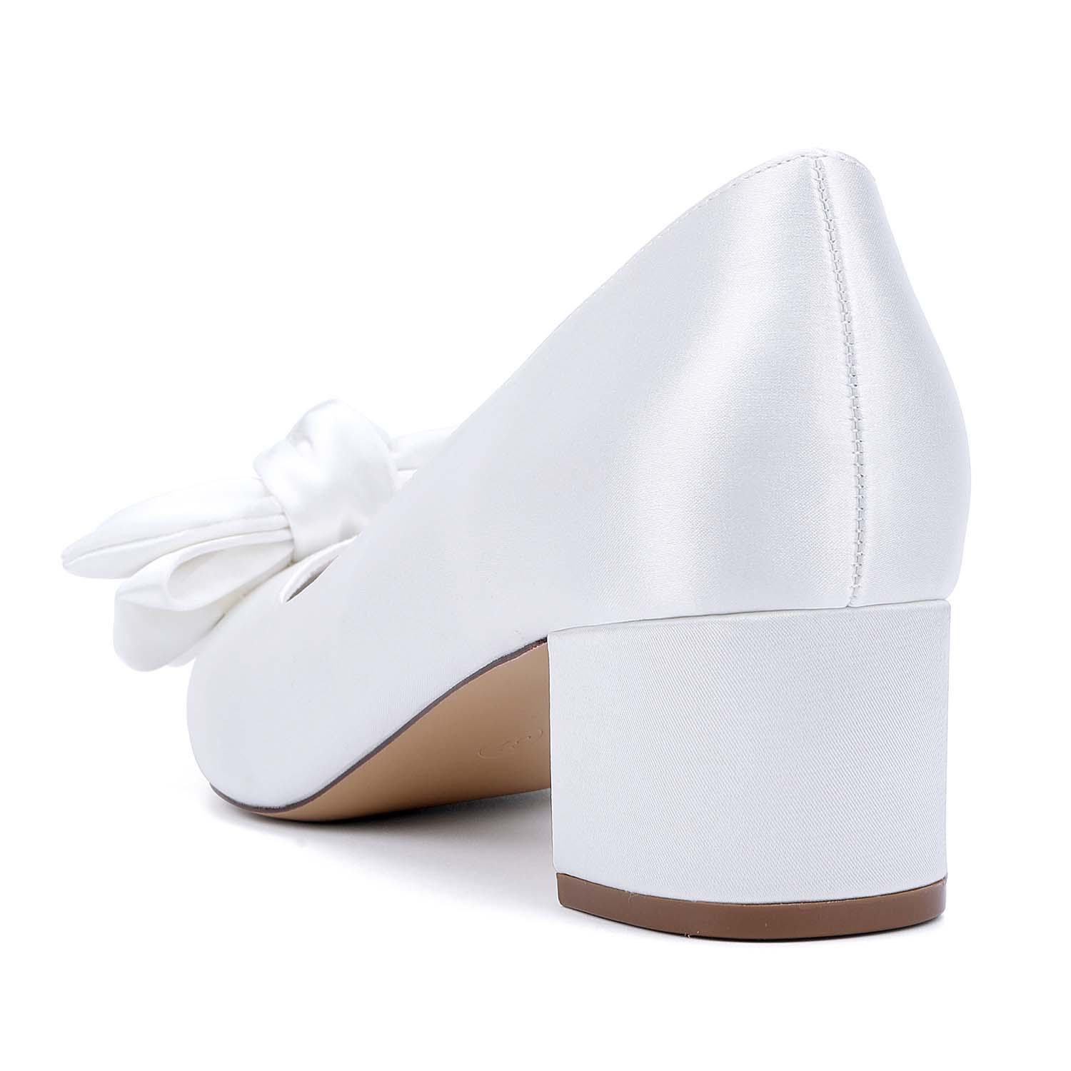 Elegant Point Toe Block Heel Wedding Shoes With Bowknot