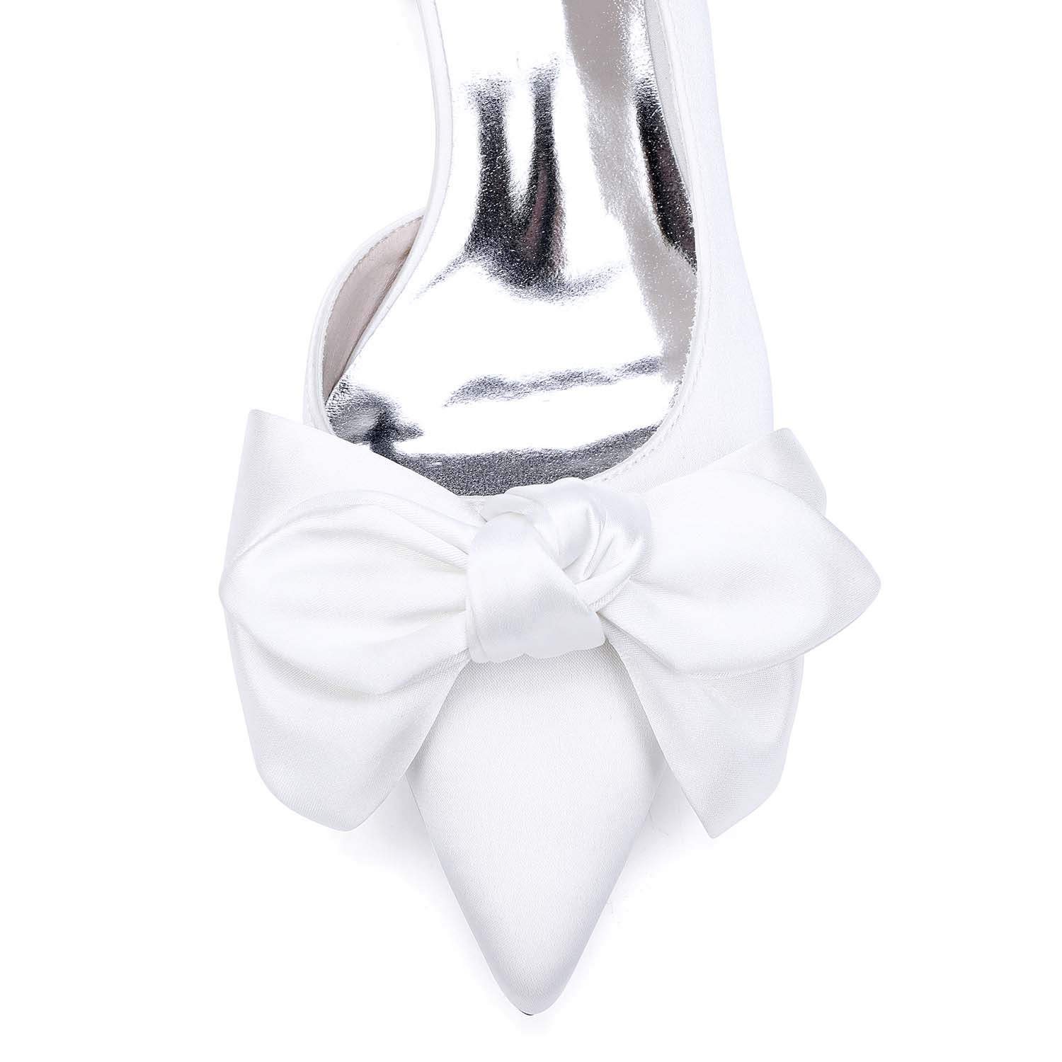 Elegant Point Toe Block Heel Wedding Shoes With Bowknot