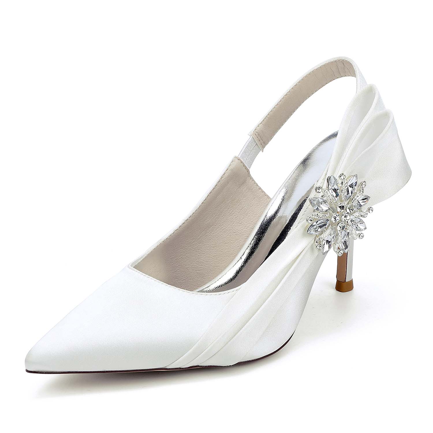 Elegant Stiletto Heel Point Toe Wedding Shoes With Rhinestone