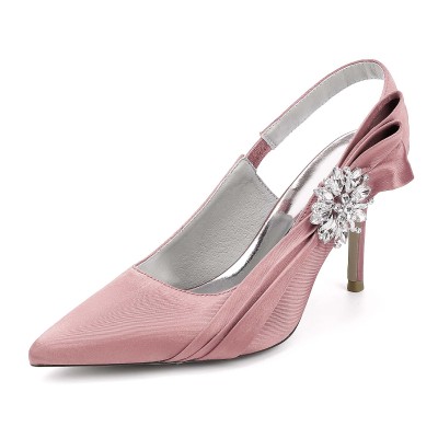 Elegant Stiletto Heel Point Toe Wedding Shoes With Rhinestone