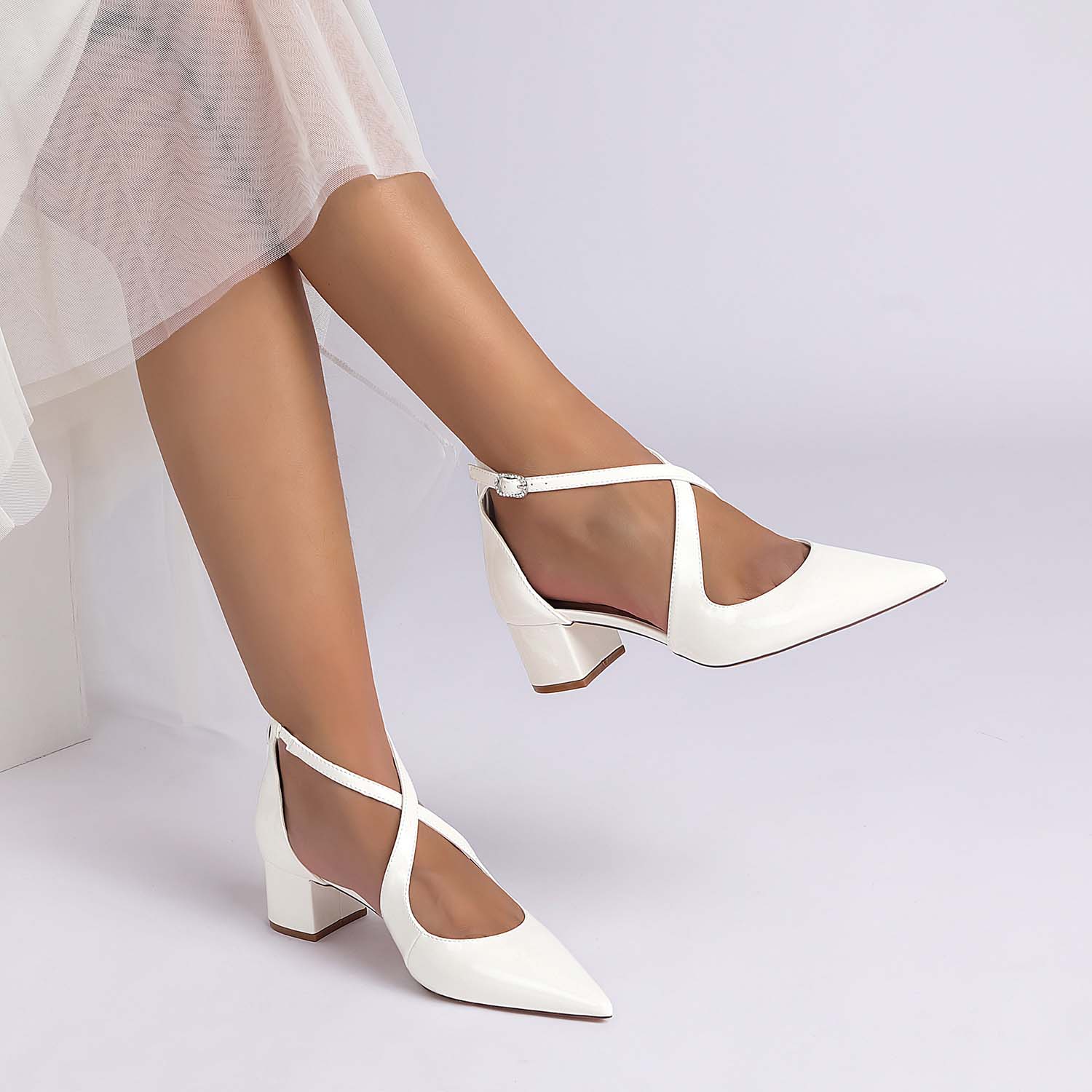 Vintage Point Toe Ankle Strap Heel Wedding Shoes