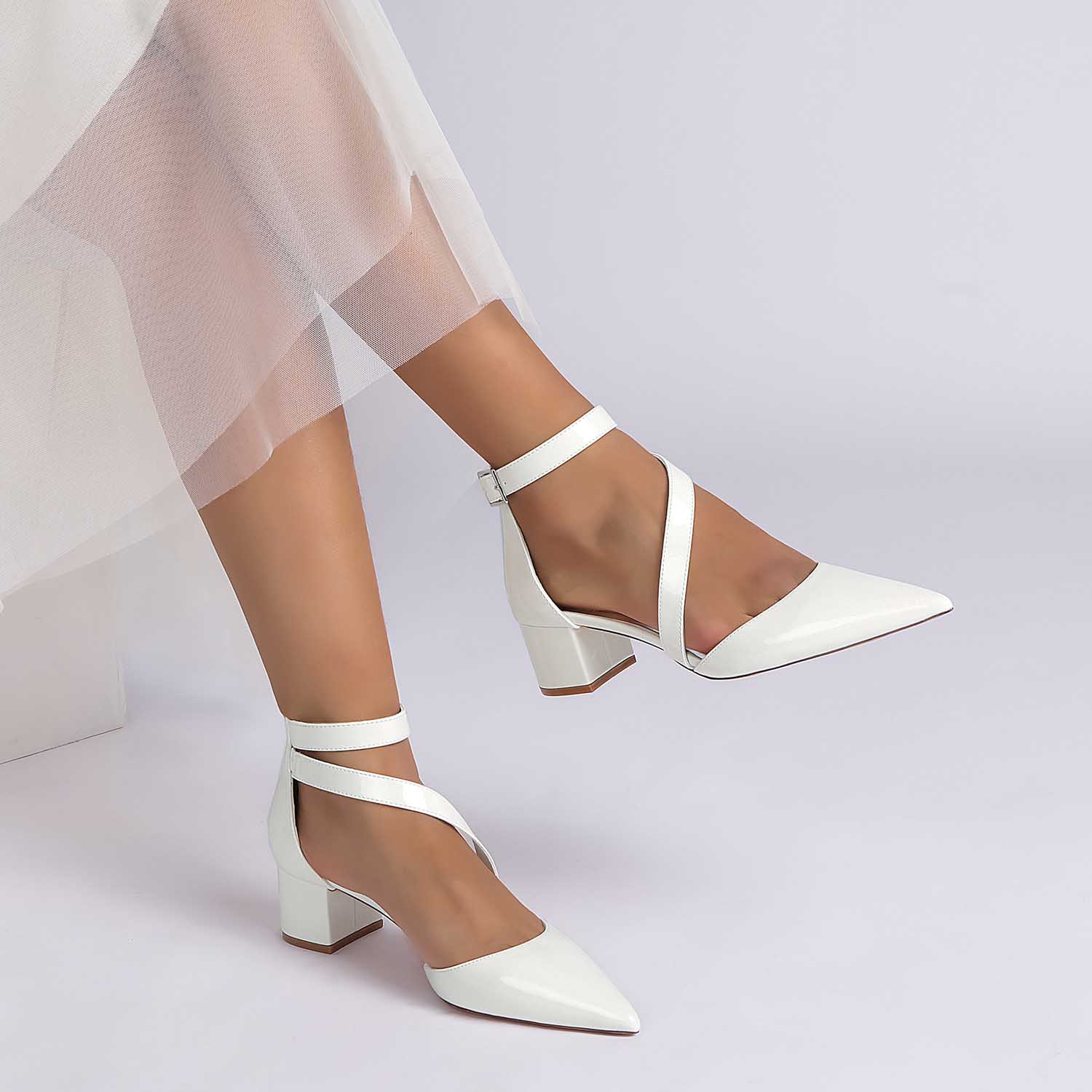 Vintage Point Toe Ankle Strap Heel Wedding Shoes