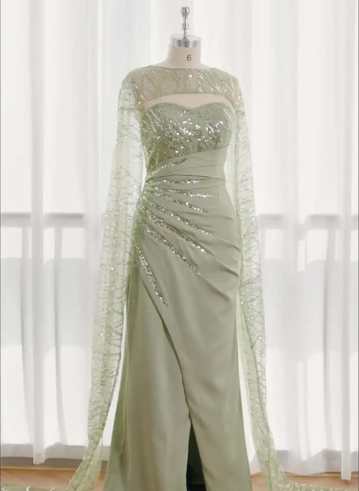 Sparkle & Shine Sequined Sweetheart Split Front Sweep Train Elastic Satin Evening Dresses