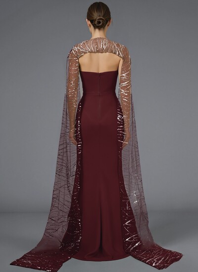 Sparkle & Shine Sequined Sweetheart Split Front Sweep Train Elastic Satin Evening Dresses