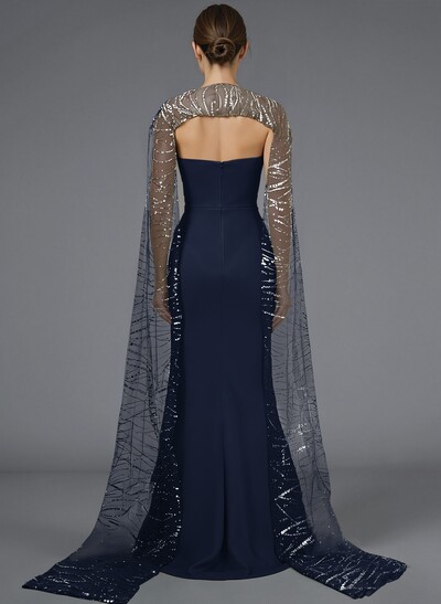 Sparkle & Shine Sequined Sweetheart Split Front Sweep Train Elastic Satin Evening Dresses