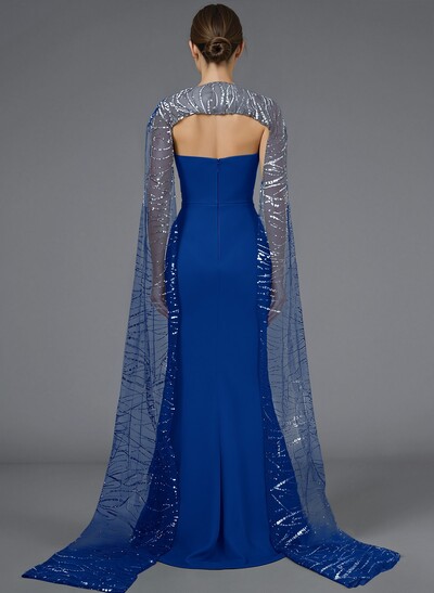 Sparkle & Shine Sequined Sweetheart Split Front Sweep Train Elastic Satin Evening Dresses