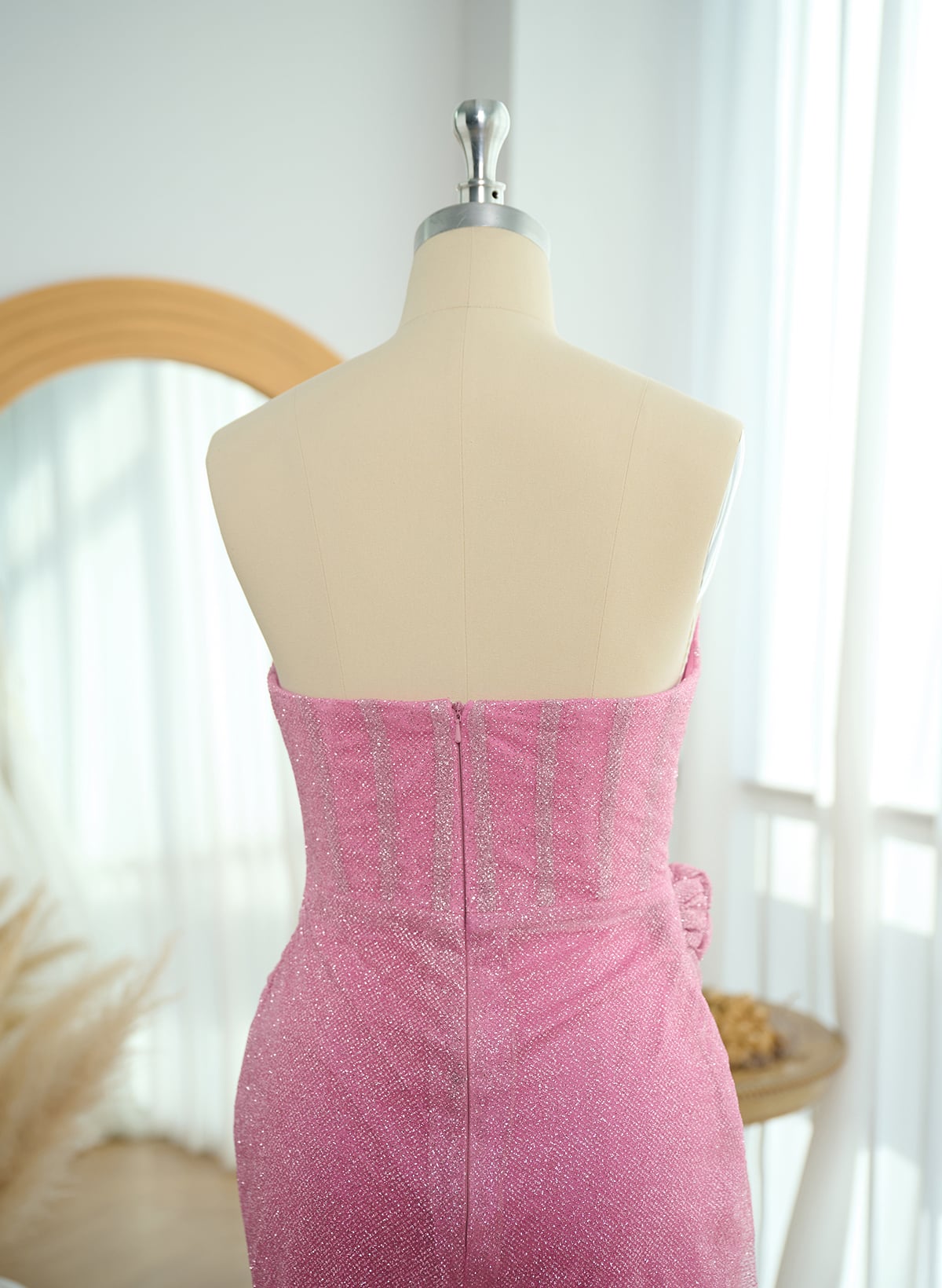 Sparkle & Shine Cowl Neck Ruched High Split Floor-Length Sequined Evening Dresses