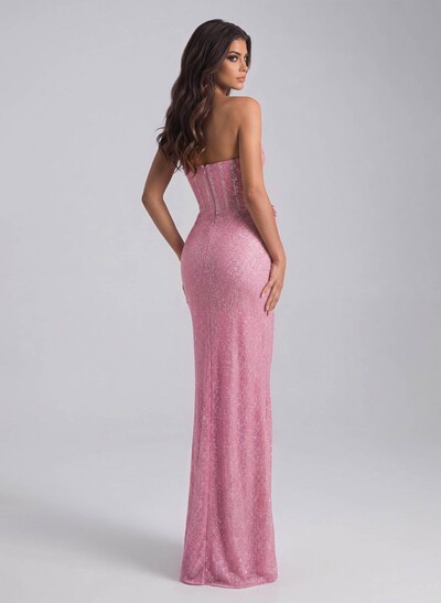 Sparkle & Shine Cowl Neck Ruched High Split Floor-Length Sequined Evening Dresses