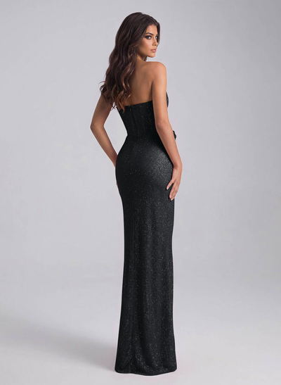 Sparkle & Shine Cowl Neck Ruched High Split Floor-Length Sequined Evening Dresses