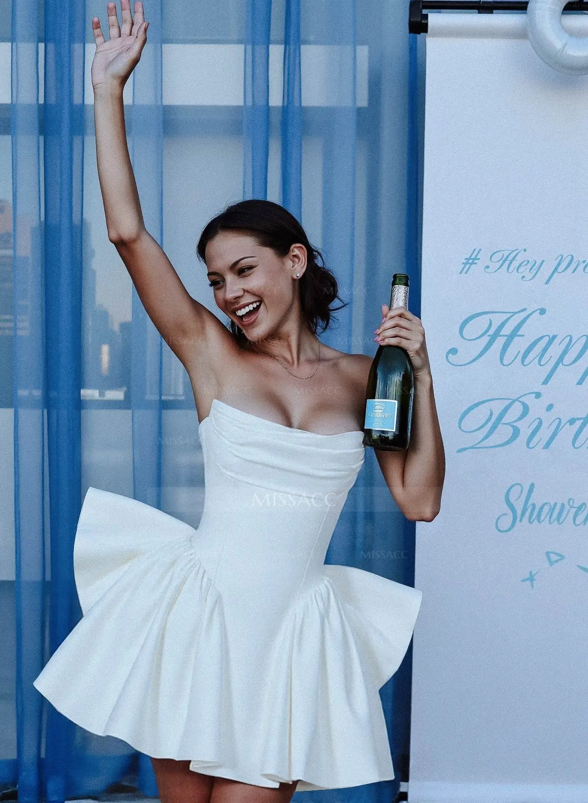 Elegant Cowl Neck Sleeveless A-Line Short/Mini Matte Satin Homecoming Dresses With Bow(s) #SHD10593  $119