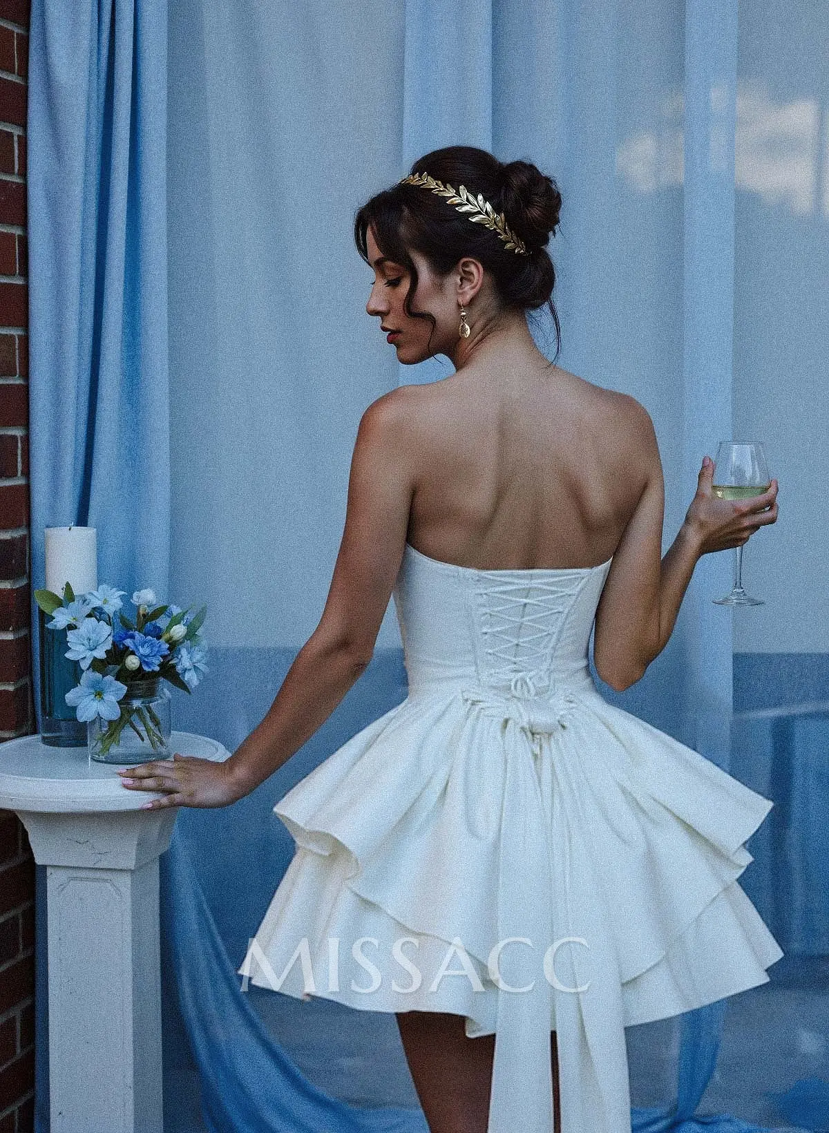 Elegant Cowl Neck Sleeveless A-Line Short/Mini Matte Satin Homecoming  Dresses With Bow(s) - Missacc